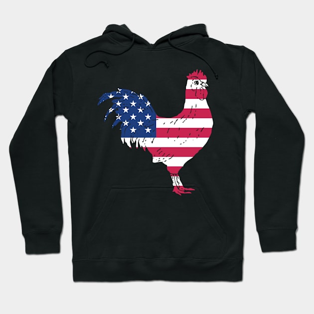 Patriotic Rooster with the US Flag Hoodie by RJCatch